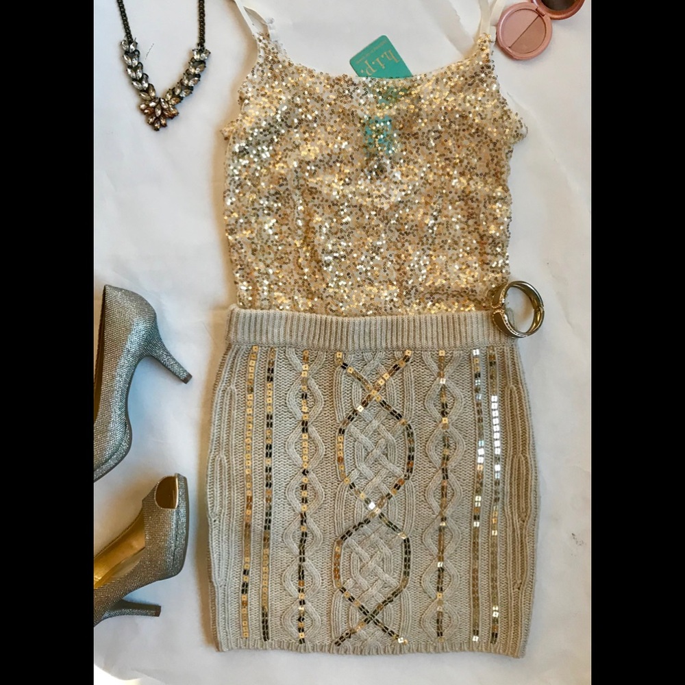Moda Int. (Victoria’s Secret) Gold Sweater Skirt